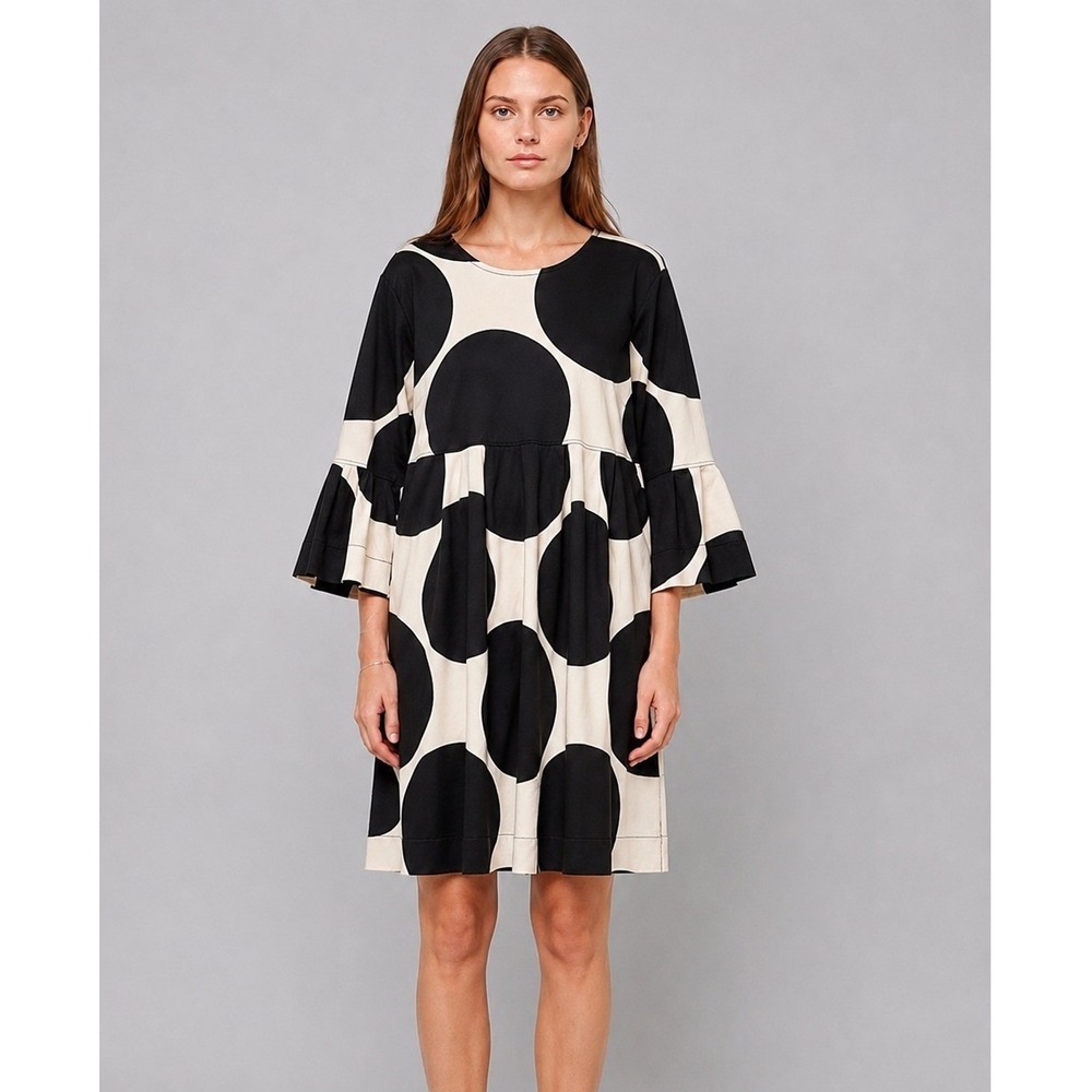 Bitte Kai Rand Mega Dot Dress Womens XXL Black Knit Lagenlook Avant Garde Mod